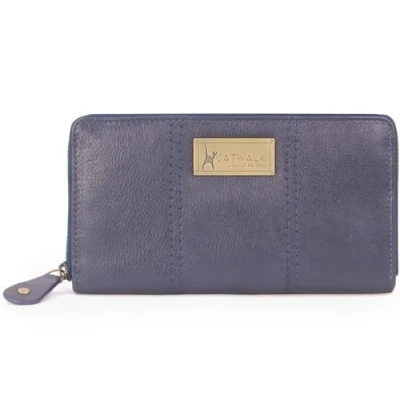 Image of Catwalk Collection Handbags Ladies Medium Leather Purse Women&#039;s Wallet with 8 Card Slots &amp; Coin Pocket RFID Protection Gallery Blue