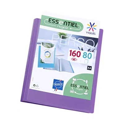 Image of Viquel A4 160 Pockets Display Book Customisable Binding Smooth Clear Recycled Essential Purple