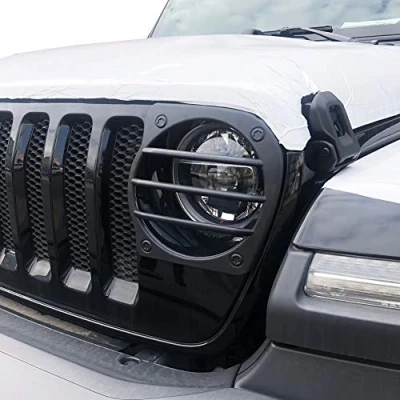 Image of JSTOTRIM Black Plastic Front Bumper Fog Headlight taillight Cover Trims for 2018 2023 Jeep Wrangler JL Accessories (Headlight Protector)