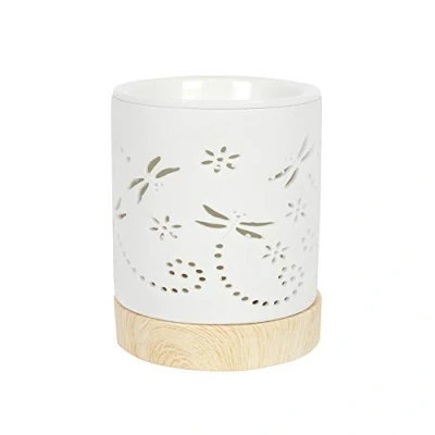 Image of JJA Wax Melt Burner, Dragonfly Cut Out Design Oil Essential Oils and Melts Tea Light Holder Scented Diffuser Suitable for Home, Office, Living Room, Aromatherapy Gifts