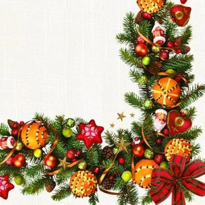 Image of 3 Ply Daisy Xmas Decoupage Tissue Paper Napkins Decorative Christmas Serviettes 33cm x Pack of 20 (Christmas Frame)