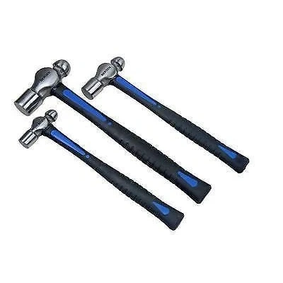Image of US PRO 1665 3pc Ball Pein Hammers Set 8 16 32oz TPR Handle, Blue