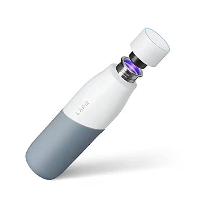 Image of LARQ Bottle Movement PureVis 32oz Lightweight Self Cleaning and Non Insulated Stainless Steel Water with UV Purifier Reusable &amp; Travel Friendly 2 Years Warranty, White/Pebble