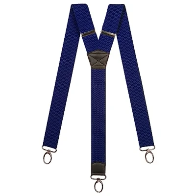 Image of Olata Heavy Duty Y Shape Braces/Suspenders with Carabiner Clips 4cm. Royal Blue