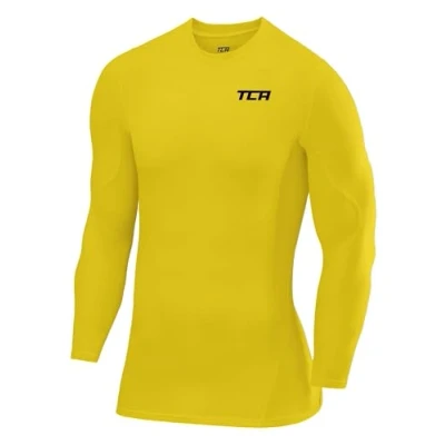 Image of TCA Men&#039;s SuperThermal Compression Base Layer Top Long Sleeve Thermal Under Shirt Sonic Yellow, L