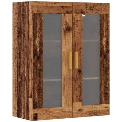 Image of vidaXL Hanging Wall Cabinet Old Wood 69.5x34x90 cm