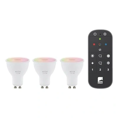 Image of Eglo Connect.z Set of 3 Smart Home LED Light Bulbs GU10, ZigBee, app and Alexa Voice Control, with Remote dimmable, Warm White Cold White, RGB, 4.5 watts, Opal Lightbulb