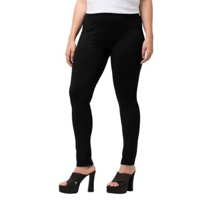 Image of Ulla Popken Women&#039;s Hose mit Reißverschluss Am Saum Trouser, Black, 32W x 32L