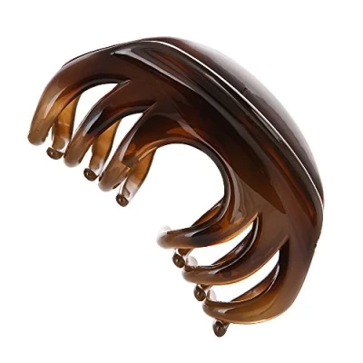 Image of LONEEDY No slip Grip Large Crystal Plastic Octopus Jaw Clips Hair Claw Banana for Women(Dark Brown)