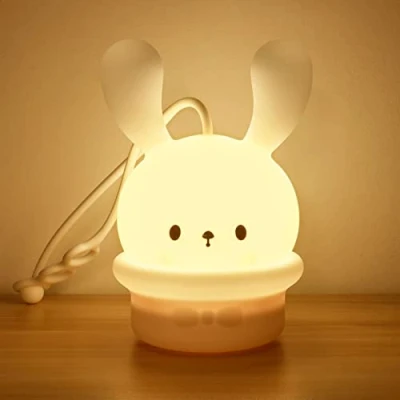 Image of Vicloon Cute Bunny Baby Night Light Kids Lamp, 9 Colour Changing LED Portable Animal Silicone Lights, USB Rechargeable Lamp for Childrens Bedroom Nursery Toddler Room Decor Gifts