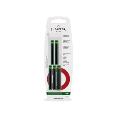 Image of Sheaffer Skrip Classic Fountain Pen Ink Cartridge, Pack of 5, Green