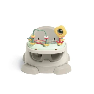 Image of Mamas &amp; Papas Baby Bug Booster Seat for Dining, Detachable Tray, Harness, Adjustable and Non Slip Feet, Clay