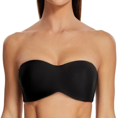 Image of MELENECA Women&#039;s Strapless Minimizer Multiway for Large Bust Unlined Seemless Underwire Bandeau Bra Black 36C