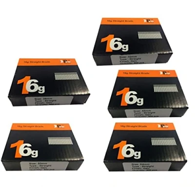Image of 32mm+38mm+45mm+50mm+64mm 16g Straight Nails 2500 for 16 Gauge Air Nailers