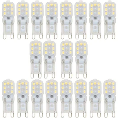 Image of Pack of 20 G9 LED Bulbs No Flickering 220 Lumen 14 X2835 SMD/2.5 W Replaces Halogen Lamps Warm White 6000 K Light Bulb V [Energy Class A++]