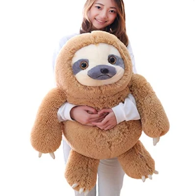 Image of Winsterch Cuddly Sloth Soft Toy Large Stuffed Animal Teddy Baby Doll Birthday Gifts,Plush (Brown, 27.5 inches)