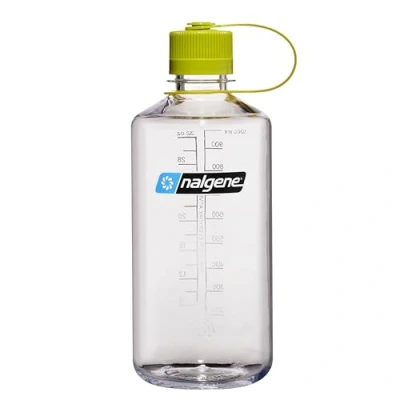 Image of Nalgene Sustain Tritan BPA Free Water Bottle Made with Material Derived from 50% Plastic Waste, 32 OZ, Narrow Mouth, Clear