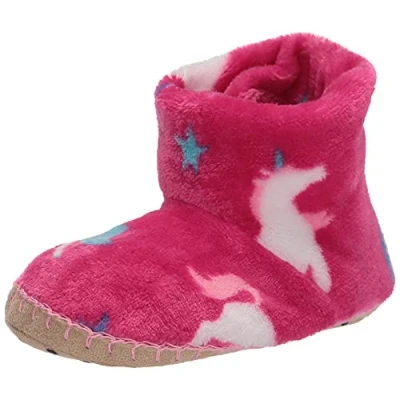 Image of Hatley Boy&#039;s Girl&#039;s Fuzzy Fleece Slippers, Twinkle Unicorns, 6 UK Child