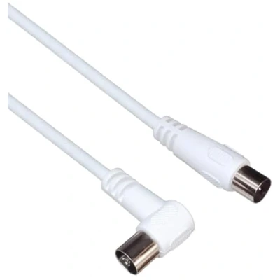 Image of PremiumCord TV Coaxial Antenna Cable 20 m, 75 Ohm, IEC Male to Female 90, Shielded for DVB C, T/T2, 4K UHD 2160p, Full HD 1080p 3D, Colour White