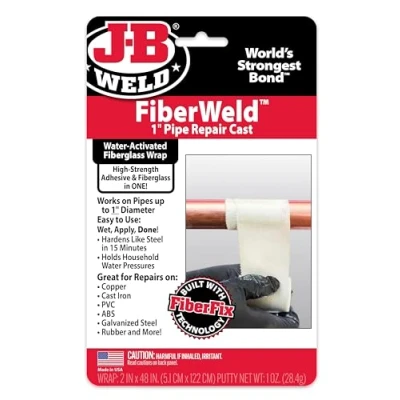 Image of New J B Weld FiberWeld Pipe Repair Cast 1&quot; Kit 2.5Cm X 121Cm, Packaging May Vary