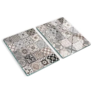 Image of Tulup Glass Chopping Board 2x15.7x20.5 inches Tempered 2x40x52 cm Kitchen Protection Cutting Splashback Ceramic Tiles