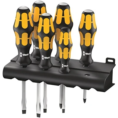 Image of Wera 932/918/6 Kraftform Chiseldriver screwdriver set and rack, Pozidriv/Slotted, 6pc, 05018287001, Silver