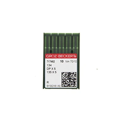 Image of Groz Beckert Sewing Machine Needles (100/16), 10 Round Tip, Compatible with Systems 134, DPx5, 135 x 5, 7, 797, SY1955, Piston, Needle Size 70/10