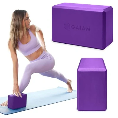 Image of Gaiam Yoga Block Supportive Latex Free Eva Foam Soft Non Slip Surface with Beveled Edges for Yoga, Pilates, Meditation Accessories Stability, Balance, Deepen Stretches