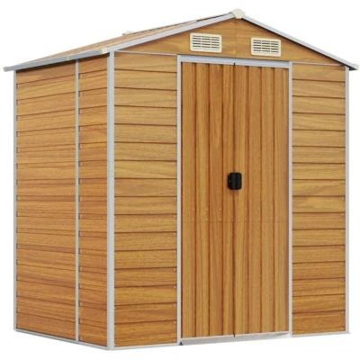 Image of vidaXL Garden Shed Light Brown 191x130x198 cm Galvanised Steel