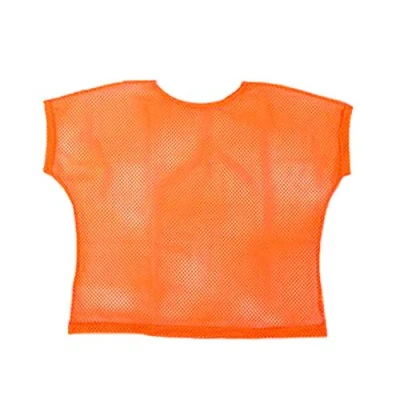 Image of Ladies 80s Theme Neon Mesh Tops Fancy Dress (Orange Top, UK 8 10)