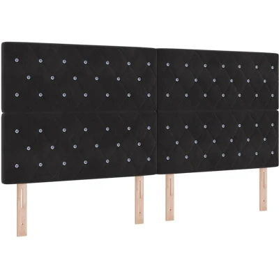 Image of vidaXL Headboard Crystal Button Tufted Black 200 cm Velvet