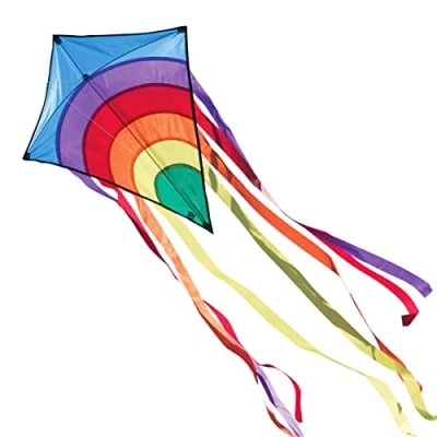 Image of CIM kite Rainbow Eddy single line for children from the age of 3 years up 65x74cm incl. string and 8x105cm striped tails (Blue)