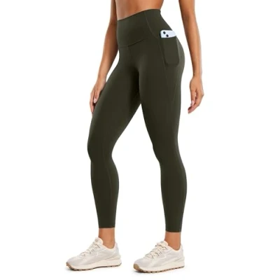 Image of CRZ Yoga Women&#039;s Butterluxe 25&#039;&#039; Gym Leggings with Pockets High Waisted Workout Buttery Soft Olive Green 12