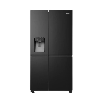 Image of Hisense PureFlat RS818N4TFC Wifi Connected Non Plumbed Frost Free American Fridge Freezer Black Stainless Steel C Rated
