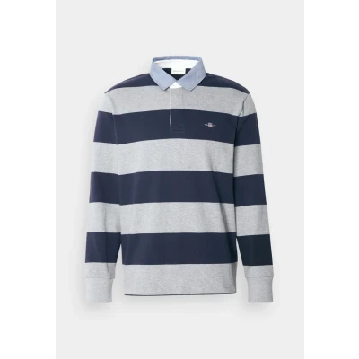 Image of GANT Stripe Heavy Rugger Long sleeved top, Men&#039;s, Size: XXL, Grey melange