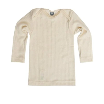 Image of Cosilana, Baby T Shirt Long Sleeve, 45% Organic Cotton, 35% Merino Wool, 20% Silk (2 3 Years (Height 39 41) (98/104), Natural)