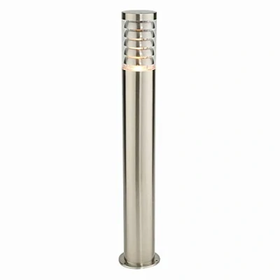 Image of Outdoor 800mm Floor Bollard Post Brushed Stainless Steel IP44 Decking/Patio/Garden Lantern Light Warm White