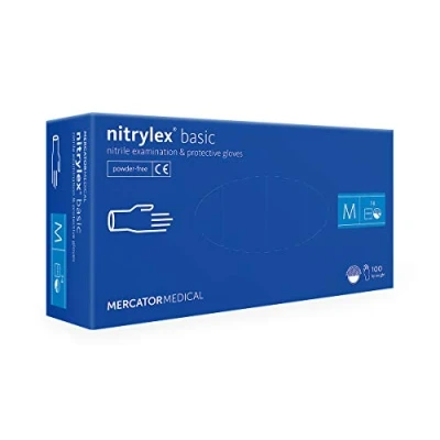 Image of Nitrylex Disposable Nitrile Glove, Powder Free, Blue, Size XL, Pack of 100