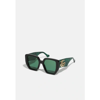 Image of Gucci GG Oversized Square Acetate Sunglasses Sunglasses, Women&#039;s, Size: 54, Black/green
