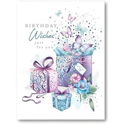 Image of Noel Tatt Female Birthday Card General for Women/Girls Butterfly Gifts and Flowers Eco Friendly Recyclable