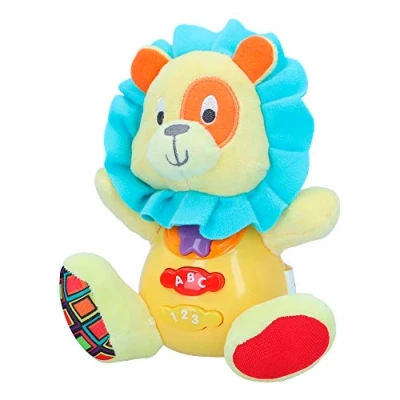 Image of winfun ColorBaby 85178 Talking Plush Toy for Babies, Colourful Lights, Language: Spanish Lion