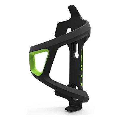 Image of Cube HPP Side Loading Cycling Bottle Cage Black/Green, Left Sided Loading/Bicycle Cycle Biking Bike Riding Ride Mountain MTB Road Bidon Vessel Flask Holder Mount Lightweight Part