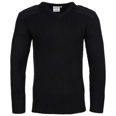 Image of Fort Men&#039;s 120v V Neck Combat Jumper, Black, M