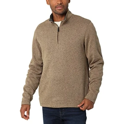 Image of Wrangler Authentics Men&#039;s Long Sleeve Fleece Quarter Zip Shirt, Petrified Oak, S