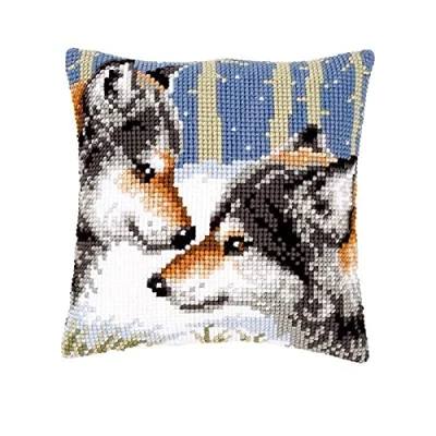 Image of Vervaco Wolves Cross Stitch Cushion, Multi Colour