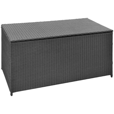 Image of vidaXL Outdoor Storage Box PE Rattan Garden Chest Weather Resistant &amp; Moisture Protected Ideal for Cushions, Toys, Blankets Sleek Black 120x50x60 cm