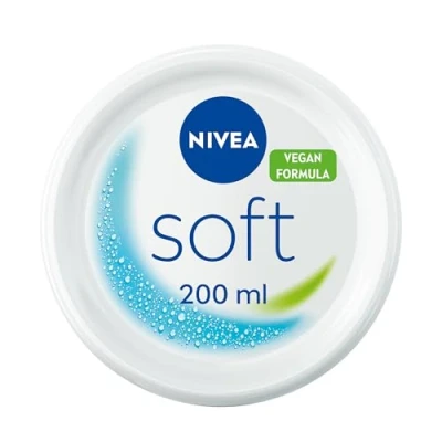 Image of NIVEA Soft Moisturising Cream (200ml), 48H for Face, Body and Hands with Vitamin E Jojoba Oil, Hand Moisturises Deeply, Vegan Formula Day