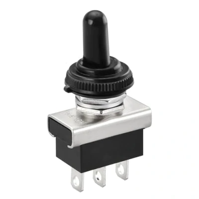 Image of Heschen Metal Toggle Switch Flick Flip, KN3D 103, 12V 25A, SPDT, On/Off/On 3 Positon, Pin, for Car Dash Light with Waterproof Cap