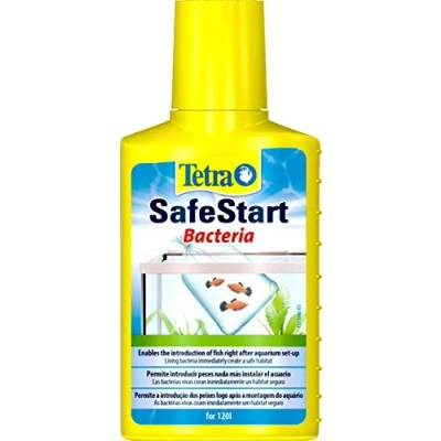 Image of Tetra SafeStart Aquarium Starter with live nitrifying bacteria, allows the rapid introduction of fish in an aquarium, 100 ml bottle.