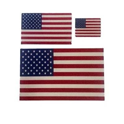 Image of Melody Jane Dolls House Set of 3 American Flags Miniature Garden Home Accessory 1:12 Scale